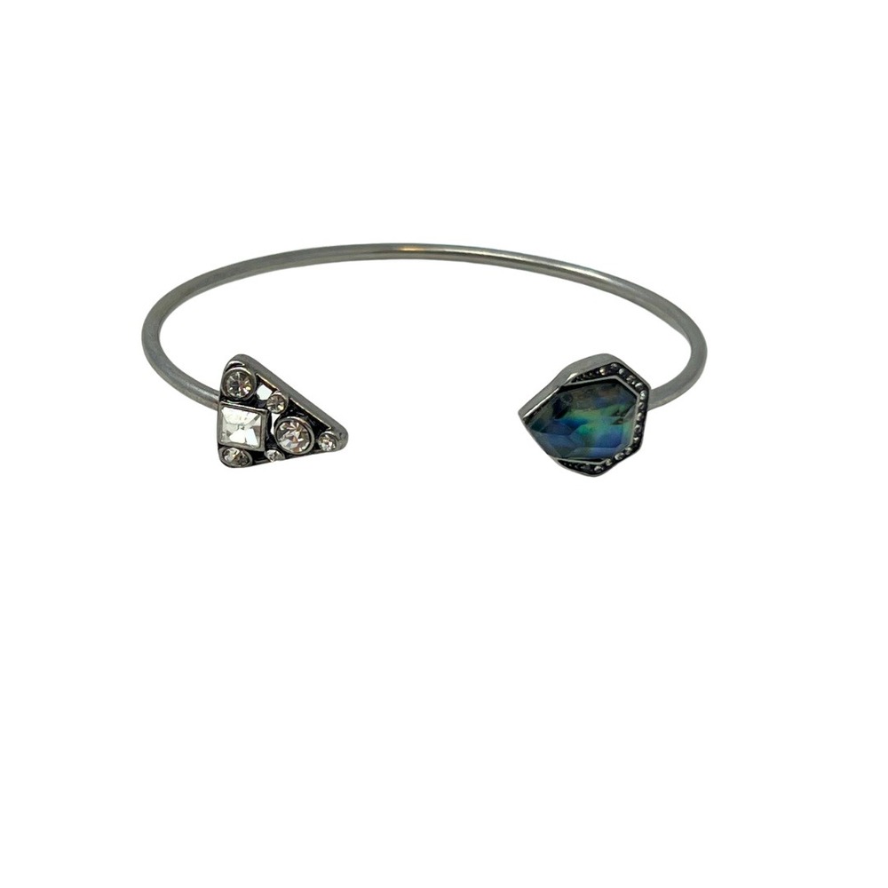 Chloe + Isabel Iridescent Stone Crystal Silver Cuff Bangle B289RAW New